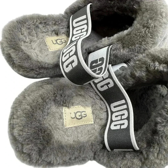 UGG fluff yeah grey platformm shearling sandals slippers size 7 - Picture 7 of 8